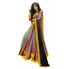 Triveni Lovely Multi Colored Printed Jacquard Georgette Saree